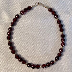 14K Yellow Gold and Red Gemstone Bracelet